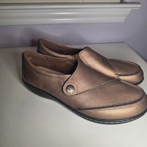 Terrikat  Metallic Loafers Casual Slip On Comfort Walking Leather Gold Size 10.5
